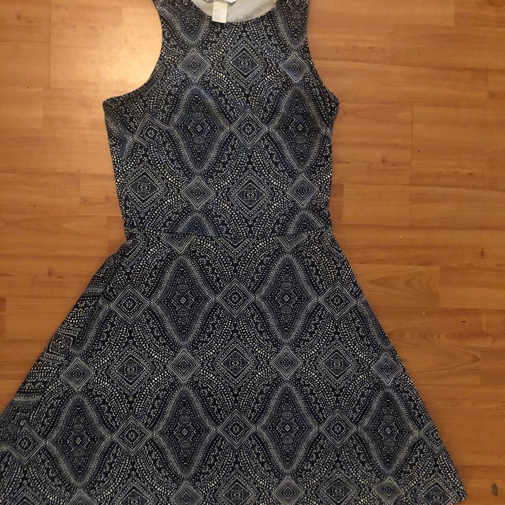 Blue and White A-line Dress